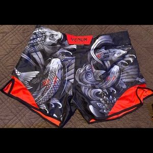 Venum Fight Shorts black and red Koi fish design
